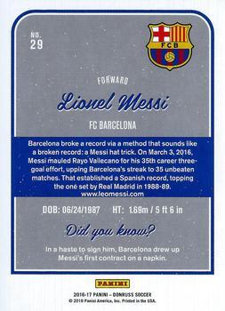 2016-17 Donruss - Holographic #29 Lionel Messi Back