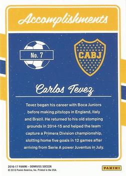 2016-17 Donruss - Accomplishments #7 Carlos Tevez Back