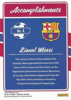 2016-17 Donruss - Accomplishments Holographic #4 Lionel Messi Back