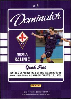 2016-17 Donruss - Dominators #9 Nikola Kalinic Back