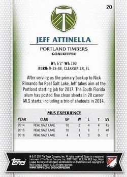 2017 Topps MLS #20 Jeff Attinella Back