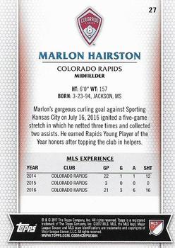 2017 Topps MLS #27 Marlon Hairston Back