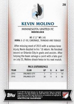 2017 Topps MLS #28 Kevin Molino Back