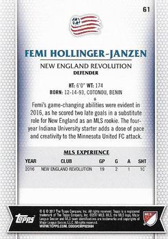 2017 Topps MLS #61 Femi Hollinger-Janzen Back