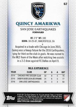 2017 Topps MLS #62 Quincy Amarikwa Back