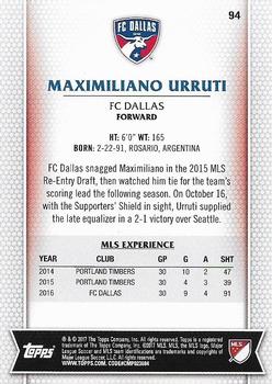 2017 Topps MLS #94 Maximiliano Urruti Back