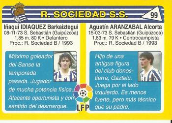 1995 Mundicromo Sport Futbol Total #99 Aranzabal / Idiaquez Back