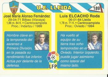 1995 Mundicromo Sport Futbol Total #189 Elcacho / Txema Back