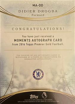 2016 Topps Premier Gold - Moments Autographs #MA-DD Didier Drogba Back