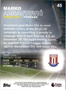 2016 Stadium Club Premier League - Gold Foil #45 Marko Arnautovic Back
