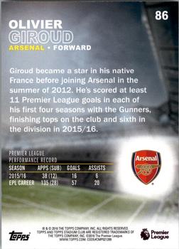 2016 Stadium Club Premier League - Gold Foil #86 Olivier Giroud Back