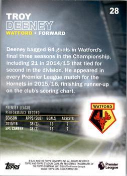 2016 Stadium Club Premier League - Members Only #28 Troy Deeney Back