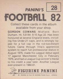 1981-82 Panini Football 82 (UK) #28 Gordon Cowans Back