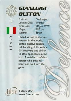 2004 Futera World Football Foil #1 Gianluigi Buffon Back