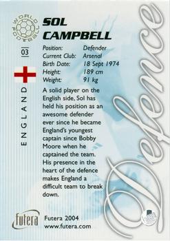 2004 Futera World Football Foil #3 Sol Campbell Back
