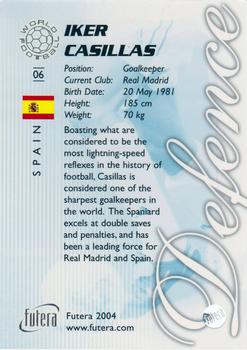 2004 Futera World Football Foil #6 Iker Casillas Back
