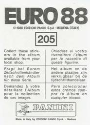 1988 Panini UEFA Euro 88 #205 Niall Quinn Back