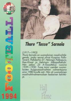 1994 SunSet II - Hall of Fame #7 Thure Sarnola Back