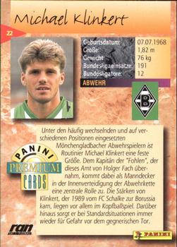 1994 Panini Premium Bundesliga #22 Michael Klinkert Back