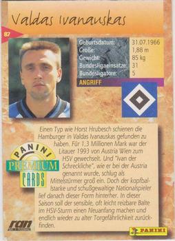 1994 Panini Premium Bundesliga #87 Valdas Ivanauskas Back