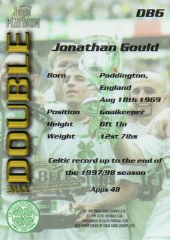 1998 Futera Platinum Celtic The Double #DB6 Jonathan Gould Back