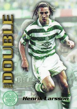 1998 Futera Platinum Celtic The Double #DB7 Henrik Larsson Front