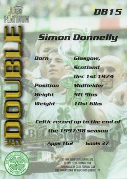 1998 Futera Platinum Celtic The Double #DB15 Simon Donnelly Back