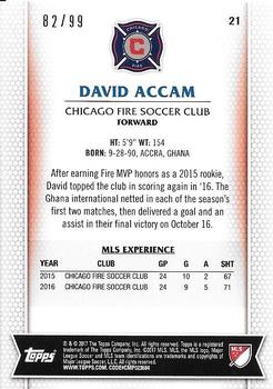 2017 Topps MLS - Blue #21 David Accam Back