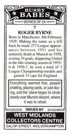 1990 West Midlands Collectors Centre Busby Babes #7 Roger Byrne Back