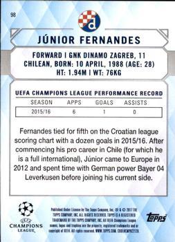 2017 Topps UEFA Champions League Showcase - Gold #98 Junior Fernandes Back