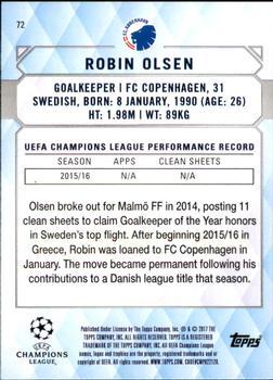 2017 Topps UEFA Champions League Showcase - Red #72 Robin Olsen Back