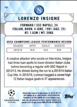 2017 Topps UEFA Champions League Showcase - Red #184 Lorenzo Insigne Back