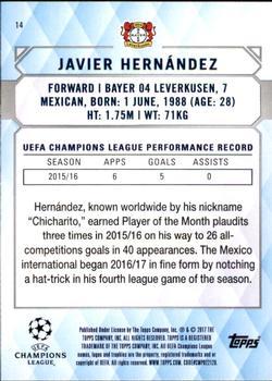 2017 Topps UEFA Champions League Showcase - Black #14 Javier Hernández Back