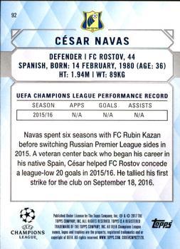 2017 Topps UEFA Champions League Showcase - Black #92 Cesar Navas Back