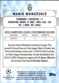 2017 Topps UEFA Champions League Showcase - Black #102 Mario Mandzukic Back