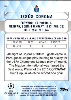 2017 Topps UEFA Champions League Showcase - Champions #85 Jesus Corona Back
