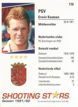 1991-92 Shooting Stars Dutch League #116 Erwin Koeman Back