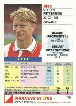 1992-93 Shooting Stars Dutch League #15 Stefan Pettersson Back