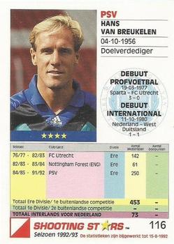 1992-93 Shooting Stars Dutch League #116 Hans van Breukelen Back