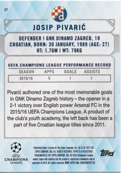 2017 Topps UEFA Champions League Showcase - Orange #97 Josip Pivaric Back
