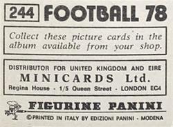 1977-78 Panini Football 78 (UK) #244 Team Back