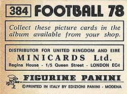 1977-78 Panini Football 78 (UK) #384 Team Back