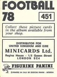 1977-78 Panini Football 78 (UK) #451 Willie Miller Back