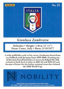 2017 Panini Nobility #21 Gianluca Zambrotta Back