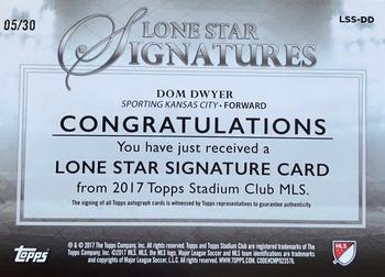 2017 Stadium Club MLS - Lone Star Signatures #LSS-DD Dom Dwyer Back