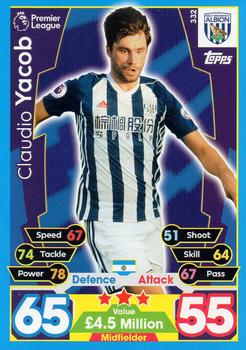 2017-18 Topps Match Attax Premier League #332 Claudio Yacob Front