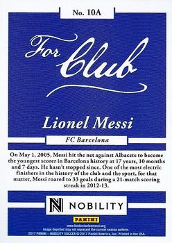 2017 Panini Nobility - For Club And Country #10A Lionel Messi Back