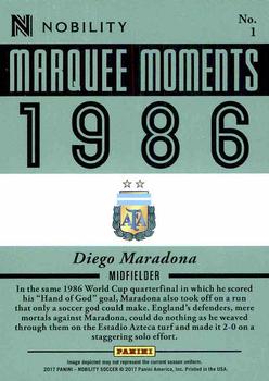 2017 Panini Nobility - Marquee Moments #1 Diego Maradona Back