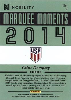 2017 Panini Nobility - Marquee Moments Gold #2 Clint Dempsey Back