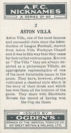1933 Ogden’s Cigarettes AFC Nicknames #2 Aston Villa Back